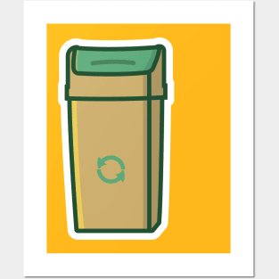 Plastic Dustbin Sticker vector illustration. Home cleaner object icon concept. Street dustbin for waste sticker design logo with shadow. Posters and Art